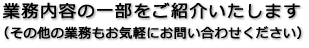 業務の一部をご紹介(その他の業務もお気軽にお問い合わせください)